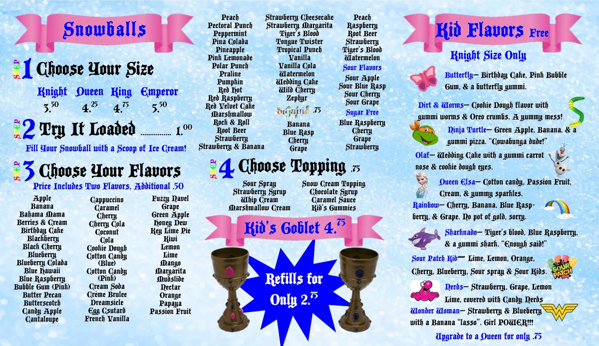 Snowbrew Menu Snow Castle Reopens for Season - The Woodruff Times
