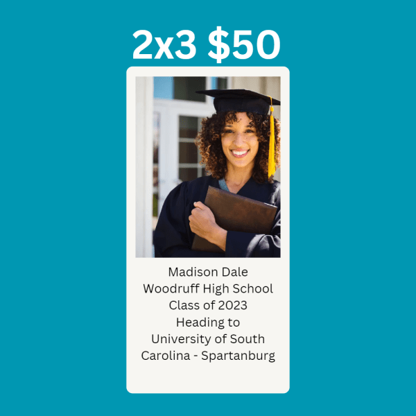 2x3 Graduation Ad $50